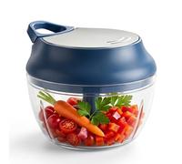 Manual Food Chopper 900ml Pull String Vegetable Cutter, Hand Food Processor for Onion Garlic Fruits Nuts, Portable Kitchen Tool (Navy BLue)