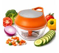 Manual Food Chopper 900ml Pull String Vegetable Cutter, Hand Food Processor for Onion Garlic Fruits Nuts, Portable Kitchen Tool (Orange)