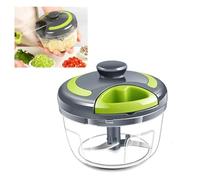 Manual Food Chopper, Garlic Chopper Onion Chopper Manual Food Processor Vegetable Chopper Machine Portable Hand Pull String Garlic Mincer 500ml Gray with Spare Blade