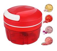 Manual Food Chopper&Processors, 300ml Hand-Pull Onion Chopper with Stainless Steel Blades Garlic Chopper Food Processor for Chili/Onions/Vegetable/Nuts/Fruits/Peppers/Meat/Garlic/Puree Food (Red)