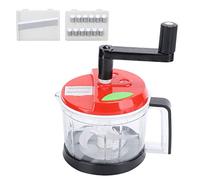 Manual Food Grinder, Vegetable Chopper and Shredder, Multifunction Kitchen Tool with 3 Stainless Steel Blades for Meat Garlic Onions, Handheld Blender for Chopping Mixing (M)