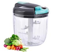 Manual Food Processor Vegetable Chopper, Portable Hand Pull String Garlic Mincer Onion Cutter for Veggies, Ginger, Fruits, Nuts, Herbs, etc., （900ml,Gray-blue）