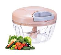 Manual Food Processor Vegetable Chopper, Portable Hand Pull String Garlic Mincer Onion Cutter for Veggies, Suitable for Vegetables, Ginger, Garlic, Fruits, Onion, Potato, Salad (Pink 500 ml)