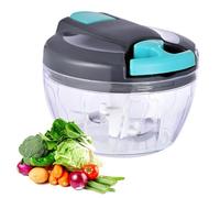Manual Food Processor Vegetable Chopper, Portable Hand Pull String Garlic Mincer Onion Cutter for Veggies, Ginger, Fruits, Nuts, Herbs, etc., 500ml,（Gray-blue）