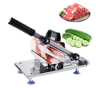 Manual Frozen Meat Slicer, Adjustable 0.2-8mm Thick Cutter, Stainless Steel Blade for Beef Mutton Rolls, Non-Slip Base