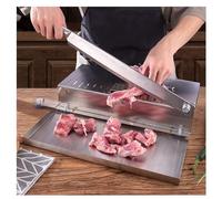 Manual Frozen Meat Slicer with Stainless Steel Blade and Tray for Cutting Meat, Fish, and Vegetables
