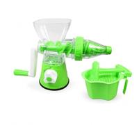 Manual Fruit & Vegetable Juicer, Hand Crank Juice Extractor with Strainer, Cold Press Juicer for Wheatgrass, Leafy Greens, Fruits & Vegetables, Compact Kitchen Juicing Machine, Green Colour