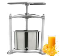 Manual Fruit Wine Press, 3L & 6L Dual Stainless Steel Barrels with T-Handle, Heavy-Duty Cider Grinder & Juice Maker for Berries, Vegetables, Cheese & Tinctures 6L