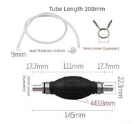 Manual fuel pump suitable for carburetors and low pressure fuel systems in vehicles and marine motors, constructed with rubber and aluminum alloy materials (10MM with tube)