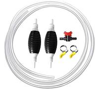 Manual Fuel Siphon Pump - Portable Hand Transfer Pump for Gasoline, Diesel, Water & Oil, with Sealing Clips to Prevent Backflow for Car, Fish Tank and Solvent (200cm PVC Hose - 1/4" or 3/8" Outlet)