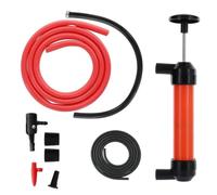 Manual Fuel Transfer Pump for Gas, Oil and Water, Portable Hand Syphon Tool with Control Valve and Flexible Hose for Car, Boat, Workshop and Emergency Draining