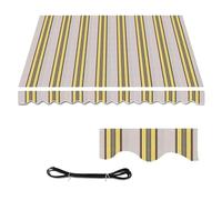 Manual Garden Awnings Fabric Replacements Retractable Wall Mounted Canopy Canvas Patio Outdoor Sunshade Shelter Water Resistant Polyester Cloth for Home Business(Size:5.5x3.5m,Color:Multi Stripes)