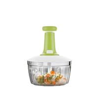 Manual Garlic Chopper and Food Processor - Vegetable Mincer for All Foods - Easy to Use and Clean - Durable Blades - Ideal for Salads and Sandwiches - Dishwasher Safe - White/Green