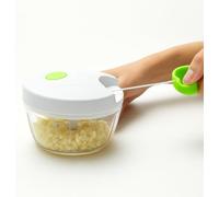 Manual Garlic Chopper with Pull Cord - Mini Handheld Food Processor for Onion, Chili, Ginger, Herbs, Nuts Easy to Clean Kitchen Gadget