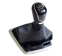 Manual Gear Shift Knob Gearstick Gaiter Boot Kit for F-ord F-ocus MK2 FL MK3 MK4 MK7 Mondeo Kuga Galaxy with Cuff and Chrome Frame (5 Speed-Black)