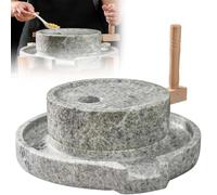 Manual Grain Grinder, Stone Milled Wheat Flour Food Mill, Rustic Hand Crank Wet and Dry Grinder for Home Kitchen