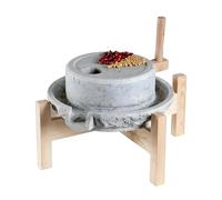 Manual Grain Mill, Stone Grinder for Cereals, Flour & Beans, 5.9"x9.4" Wooden Frame, Durable Domestic Grain Crusher, Ideal for Home Use & Cooking