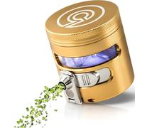 MANUAL Grinder AUTOMATIC Dispenser Large 2.5" Aluminum Alloy, for HOME & KITCHEN ONLY (Gold)