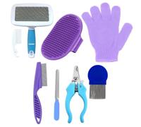 Manual Grooming Set for Cats Hamsters Small Dogs, Slicker Brush Mitt Comb Tools Supporting Gentle Everyday Home Coat Care Small Animal Grooming Brush Hamster Comb Dog Groom Slicker