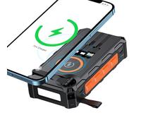 Manual Hand Crank Solar Charger Power Bank with LED Lighting, SOS Signal and Built-in Compass | Foldable Wireless Charger for Outdoor Enthusiasts, Travelers and Equipment
