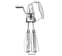 Manual Hand Mixer, Hand Crank Egg Beater Stainless Steel Rotary Egg Whisk Double Head Handheld Mixer with Crank Portable Kitchen Cooking Tool for Houseld Camping Sliver Small