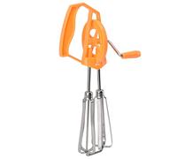 Manual Hand Mixer with Hand Crank, Stainless Steel Hand Mixer Whisk Rotating Foam Beater for Kitchen Cooking and Baking (Orange)