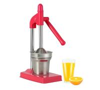 Manual Hand Press Cast Iron & Stainless Steel Citrus Juicer - Heavy Duty Countertop Lemon/Lime Squeezer for Fresh Lemonade, Orange Juice, Easy Clean Home Kitchen Tool (Red)