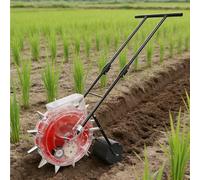 Manual Hand-Push Seeder, Garden Seeder Row Planter with Wheel, Stainless Steel Duckbill & Transparent Seed Box, Hand-Push Roller Seeding for Corn Soy Peanut(10 nozzles)
