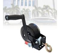 Manual Hand Winch with Polyester Strap, 227-1587 kg Capacity, Gear Winch for ATV, UTV, Boat Trailer, SUV, Towing & Recovery, 8m Length, Silver Finish