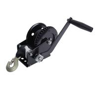 Manual Hand Winch with Polyester Strap for Boat Trailer SUV ATV UTV - 1200 lbs (8m) - Heavy-Duty Black Marine Towing & Recovery 500-3500 lbs Capacity