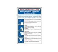 Manual Handling Operations 1992 Safety Sign - Whay You Need To Know - 1.2mm Recyclable Polypropylene, W400mm x H600mm
