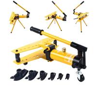 Manual Hydraulic Pipe Bender Machine 10T with 6 Dies for 13-34mm Pipe Diameter - Single Plunger Two-Speed Design for Heating and Piping Construction