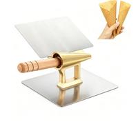 Manual Ice Cream Cone Maker, Copper Waffle Roller with Wood Grip, Conical Pastry Mold for Homemade Pizzelle and Treats, 41mm and 52mm Shaper Tool