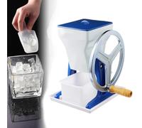 Manual Ice Crusher with Stainless Steel Blade for Fine Chips, Snow Cones, and Shaved Ice - Portable Hand-Shake Design for Commercial Use
