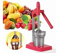 Manual Juice Press Cast Iron Juice Squeezer, Stainless Steel Citrus Juicer Professional Manual Hand Press, Fruit Juicer Non-Slip Grip Design for Home & Commercial Use (Red)
