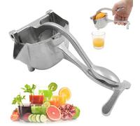 Manual Juicer, Aluminium Alloy Citrus Squeezer Hand Press For Lemon Orange Lime And Pomegranate, V Shaped Pour Spout For Cleaner Pouring, Compact For Home Travel And Camping