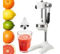 Manual Juicer Orange Squeezer, 304 Stainless Steel Citrus Press with Gear Mechanism, Heavy Duty Fruit Press for Lemons, Manual Hand Presser White-PointedHead