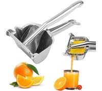 Manual Juicer Squeezer, Fruit Juice Handheld Press Squeezer With Seed Filter, Stainless Steel Hand Manual Extractor for Single Citrus Orange Pomegranates Apple Fruit Lemon Lime (Silver)