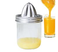 Manual Juicer Stainless Steel - 16 x 8.5 cm Lemon Squeezer | Citrus Juicer with Glass Jar | Portable Fruit Reamer for Orange Lime Juice | Home Kitchen Outdoor Picnic Party Drink Tool