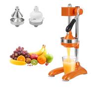 Manual Juicer, Stainless Steel Commercial Orange Lemon Juice Squeezer, with Conical & Flat Pressure Plates, Hand-Crank, Professional Hand Citrus Juicer for Home, Cafe, Restaurant, Bar