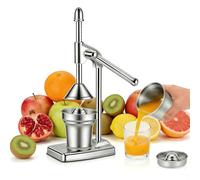 Manual Juicer Stainless Steel, Manual Citrus Juicer with Two Head, Heavy Duty Fruit Juice Maker for Home Kitchen, Fruit Press Citrus Lemon Orange Pomegranate Juicer