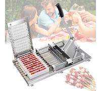 Manual Kebab Maker for Outdoor Picnics and Camping, Reusable BBQ Press with 10 Holes and 2 Meat Molds, Perfect for Home BBQ Parties