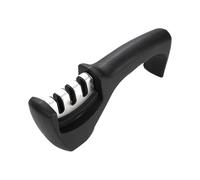 Manual Knife Sharpener - Professional Tungsten Carbide & Diamond-Coated Whetstone Tool for Kitchen Knives | Ergonomic Non-Slip Design | 20.5cm Black Kitchen Gadget (120g)