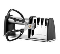 Manual Knife Sharpeners 4 in 1 Knife Sharpening with Non-Slip Base Kitchen Tool Scissors, Steel 4 Stage Manual Knife Sharperener