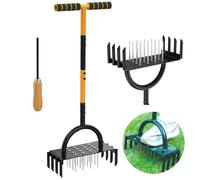 Manual Lawn Aerator, 2-in-1 Aerator with 16 Spikes& 8 Cores, 98cm Lightweight Grass Aerator Tools for Yard, Lawn Aeration, Garden Tool, Revives Lawn Health, L28xW12xH8cm Aeration Area
