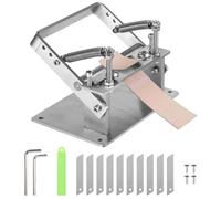 Manual Leather Splitter Tool, Stainless Steel Skiver with Adjustable Thickness, for DIY Leathercraft, Includes 10 Replaceable Cutters, Hex Wrenches, and Screws
