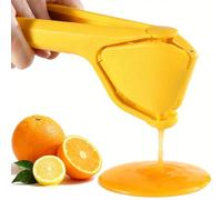 Manual Lemon Squeezer Hand Press, Easy-to-Use Citrus Juicer, Sturdy ABS Lime Press for Lemons, Limes, Small Oranges and More - Yellow Handheld Juice Extractor