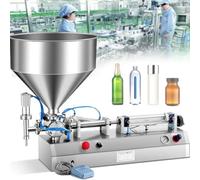 Manual Liquid Filling Machine, Horizontal Pneumatic Bottle Filler with Hopper 0.4-0.9mp Air Pressure, for Perfume/Drink, 5-40ML