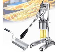 Manual Long French Fries Maker,30cm Potato Strips Machine,Manual Long French Fries Squeezer with Fried Basket,Stainless Steel Potato Cutter Long Fries Extruder 12 Holes