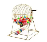 Manual Lottery Drawing Machine, Metal Bingo Cage Wheel Game Set with 0/100/200 Number Balls, Metal Raffle Drum Spin Machine, Holds 200 Ball, for Entertainment Venues, Parties(Gold,With 100 balls)